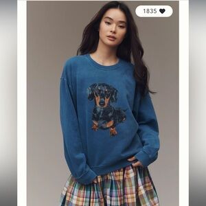 Blue Crewneck Daschund Sweatshirt